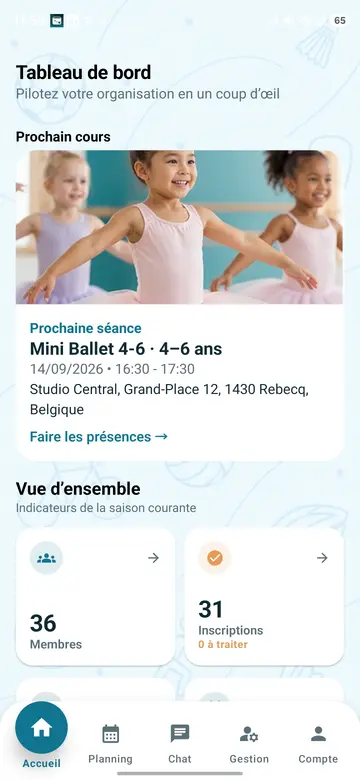 Tableau de bord mobile